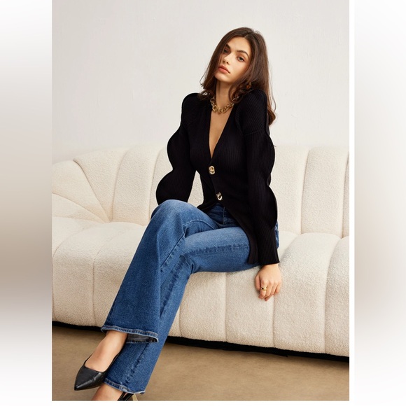 NWT COMMENSE Turn Lock Wave-Sleeve Cardigan Size XL - Picture 3 of 7